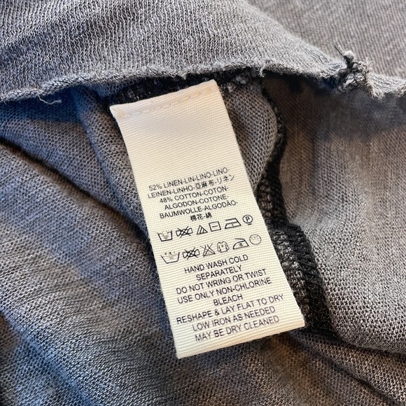 Free People linen distressed oversized collar billow sleeve top - Picture 7 of 7